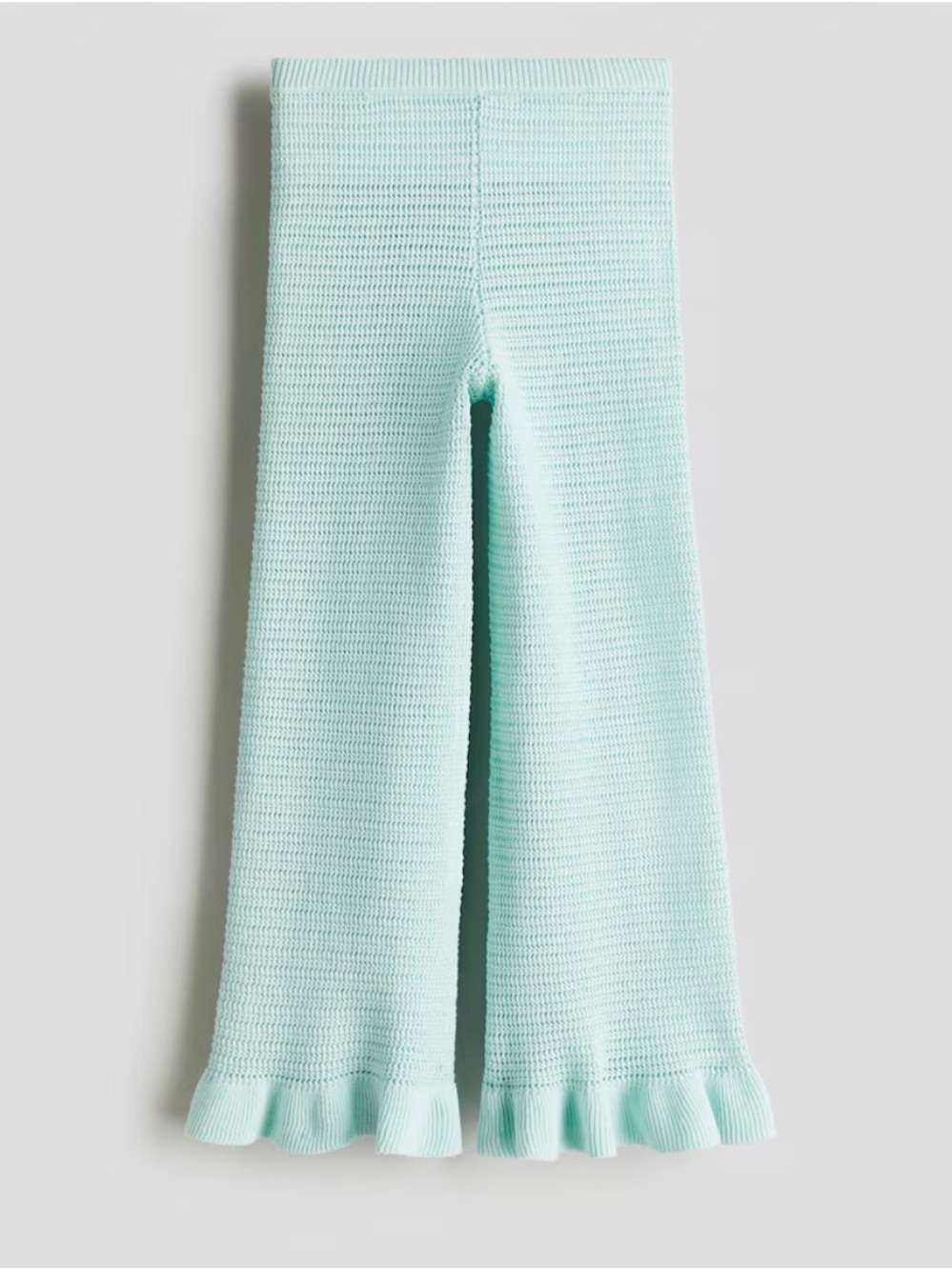 H&M Light Mint Knit Ruffle  flared cotton  Kids Pants